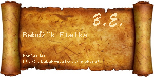 Babák Etelka névjegykártya